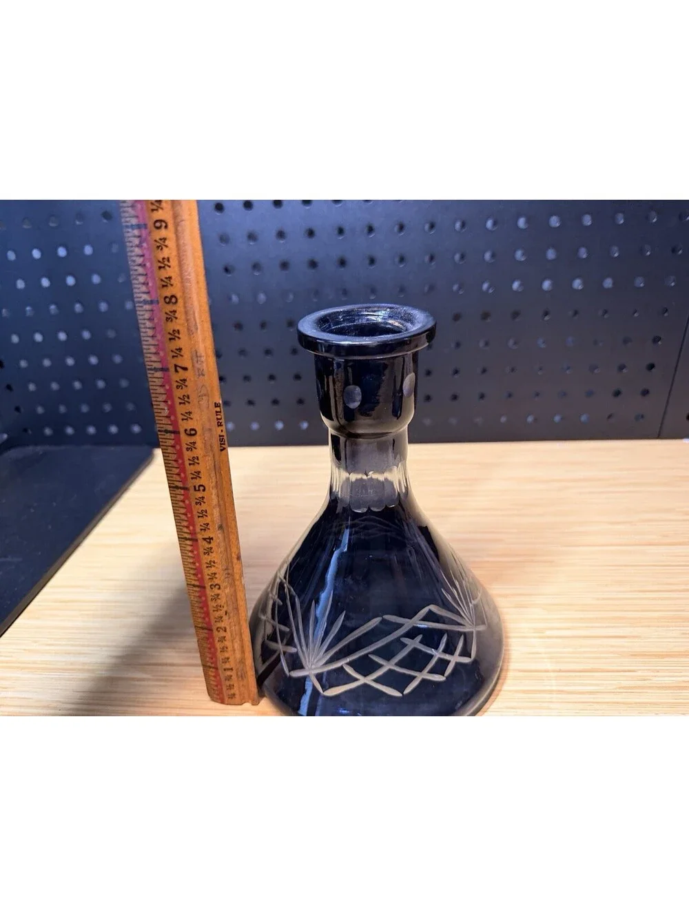 Vintage Black Flashed Cut Glass Decanter